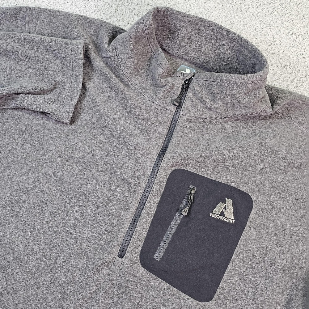 Eddie Bauer First Ascent Pullover Mens 2XL Gray Fleece 1/4 Zip Chest Pocket